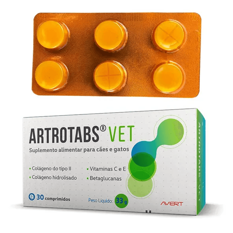 Suplemento Avert Artrotabs para Cães e Gatos 30 Comprimidos