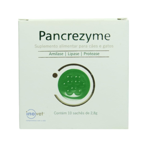 Suplemento Pancrezyme Inovet para Cães e Gatos 10 Sachês de 2,8 g