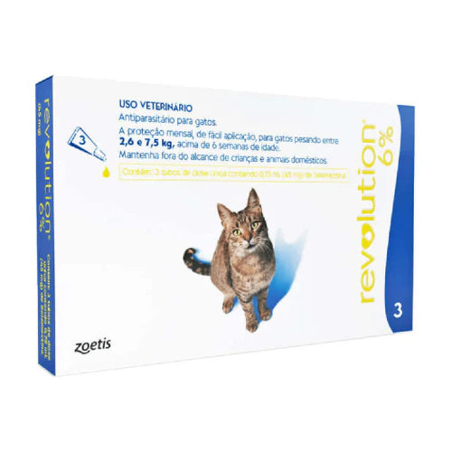 Antipulgas Revolution Zoetis 6% para Gatos de 2,6 a 7,5 Kg 0,75 mL