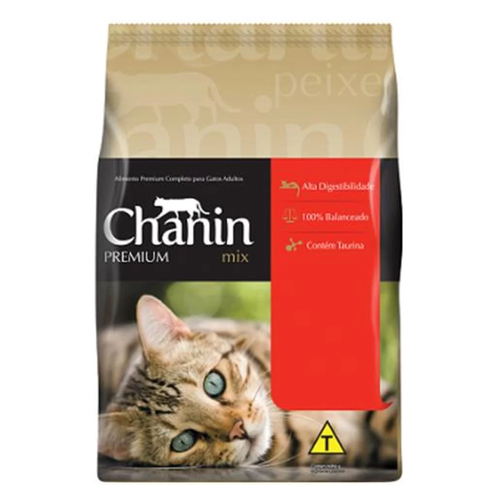 Ração Seca Chanin para Gatos Adultos Mix Carne, Peixe e Frango