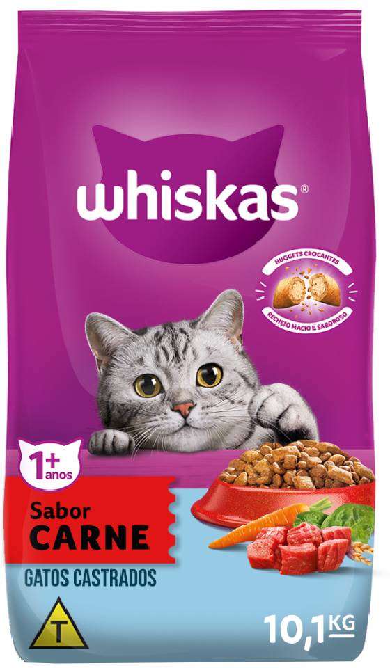 Ração Whiskas para Gatos Castrados Sabor Carne