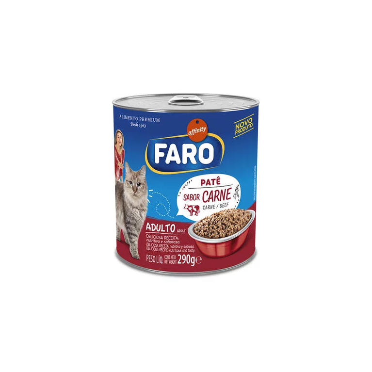 Ração Úmida Faro para Gatos Adultos Sabor Carne Lata 280g