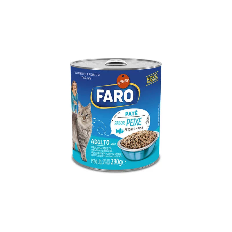 Ração Úmida Faro para Gatos Adultos Sabor Peixe Lata 280g