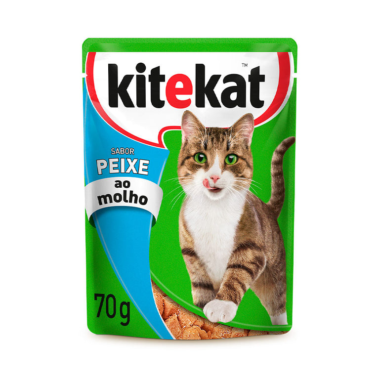 Ração Úmida Kitekat para Gatos Adultos Sabor Peixe ao Molho 70 g