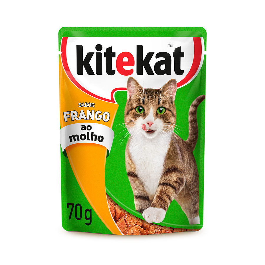 Ração Úmida Kitekat para Gatos Adultos Sabor Frango ao Molho 70 g