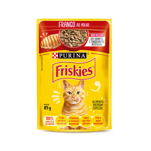 Ração Úmida Nestlé Purina Friskies para Gatos Sabor Frango ao Molho 85 g