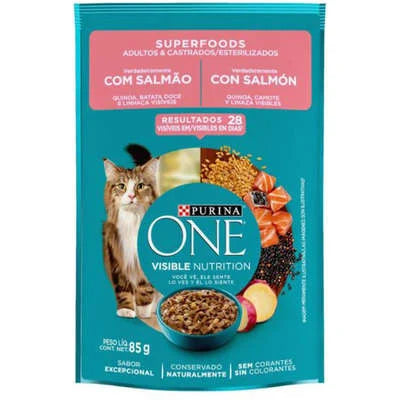 Ração Úmida Nestlé Purina One para Gatos Adultos Castrados Sabor Salmão Sachê 85g