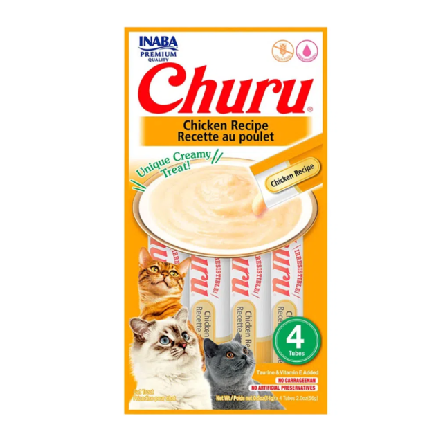 Petisco Purê Churu para Gatos Sabor Galinha 4 unidades de 56 g