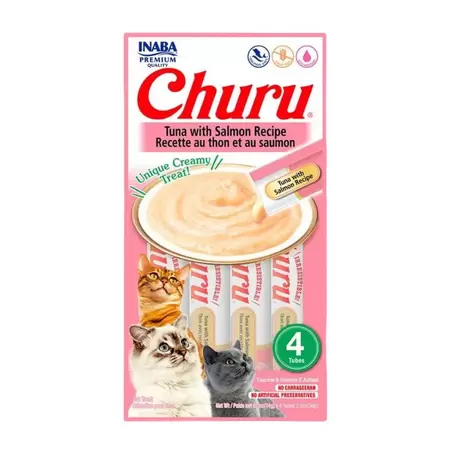 Petisco Purê Churu para Gatos Sabor Atum com Salmão 4 unidades de 56 g