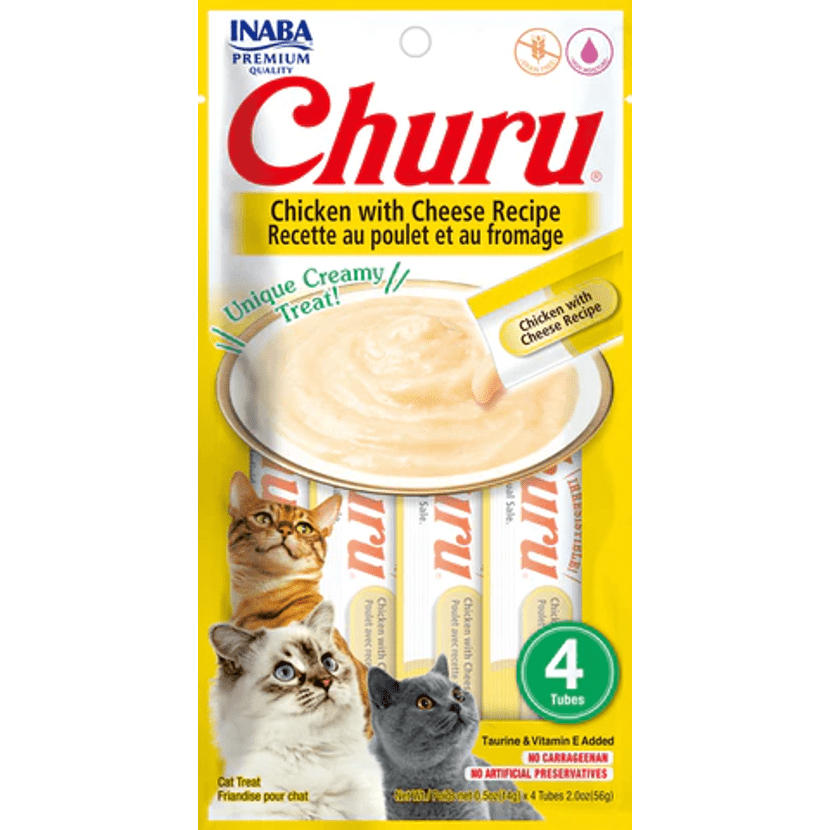 Petisco Purê Churu para Gatos Sabor Galinha com Queijo 4 unidades de 56 g