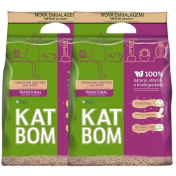 Kit 2 unidades Areia para Gatos Granulado Katbom Super Premium Tradicional 3 Kg