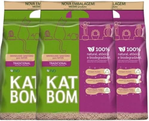 Kit 3 unidades Areia para Gatos Granulado Katbom Super Premium Tradicional 3 Kg