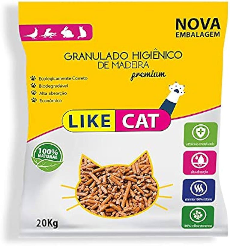 Granulado Higiênico de Madeira Like Cat para Gatos