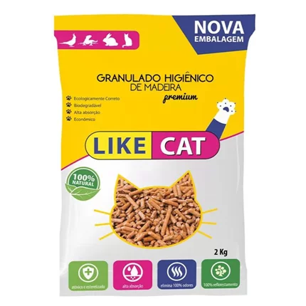 Granulado Higiênico de Madeira Like Cat para Gatos