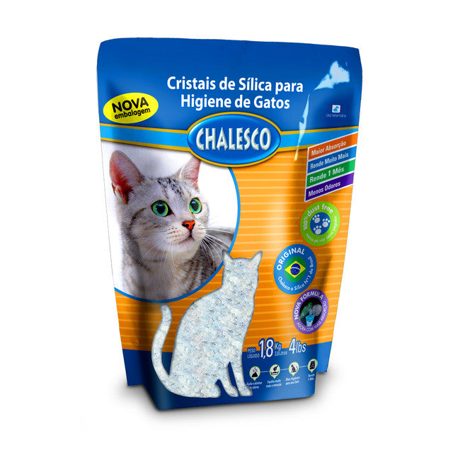 Areia Higiênica Chalesco com Cristais de Sílica para Gatos 1,8 Kg