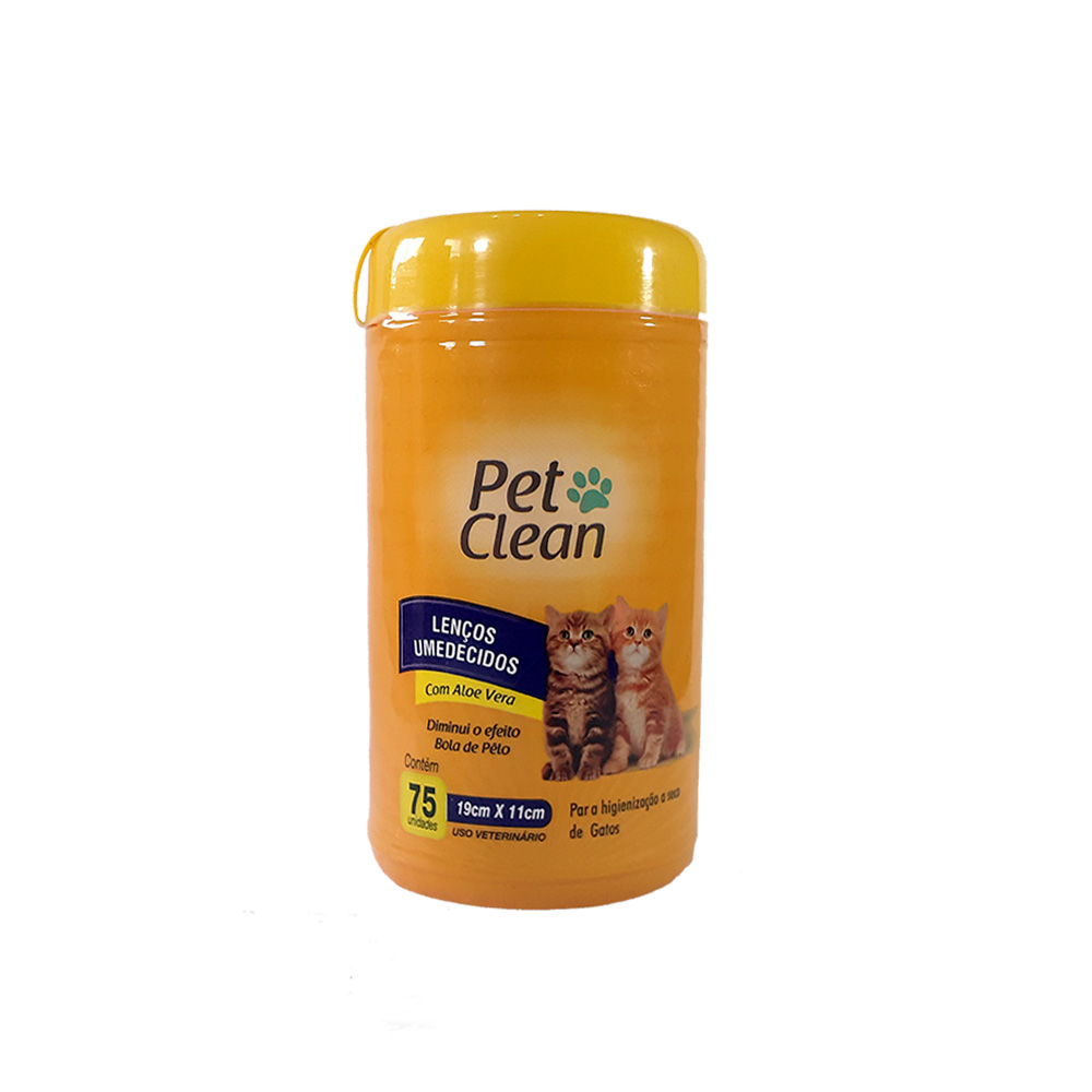 Lenço Umedecido Pet Clean para Gatos 75 Unidades