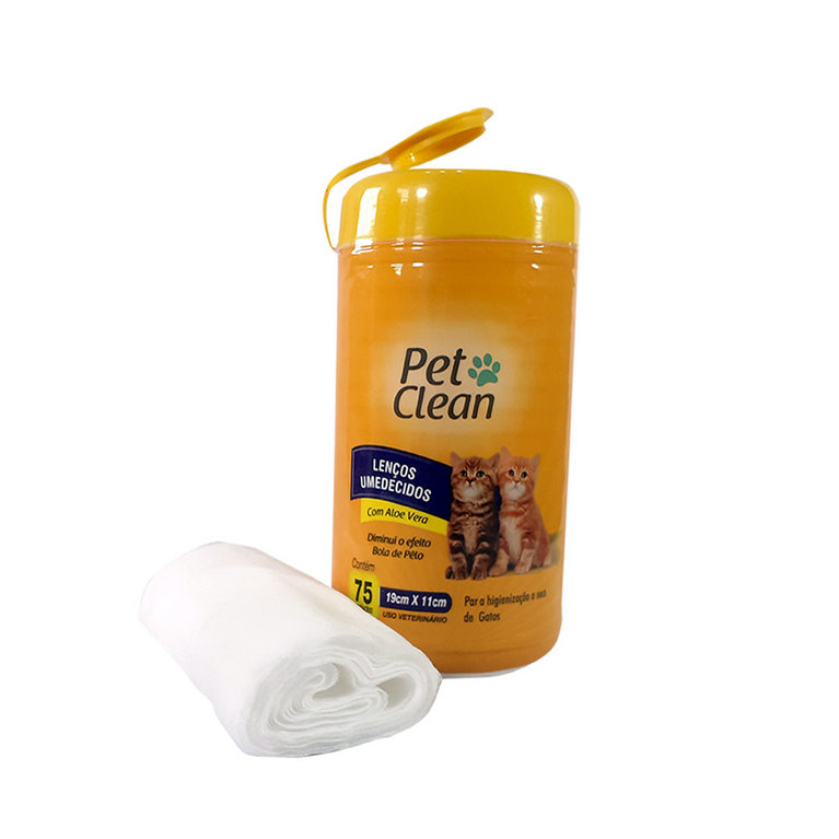 Lenço Umedecido Pet Clean para Gatos 75 Unidades