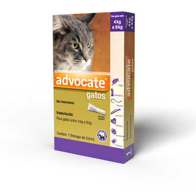 Antipulgas e Vermífugo Bayer Combo Advocate para Gatos de 4 a 8 Kg 0,8 mL 3 Bisnagas