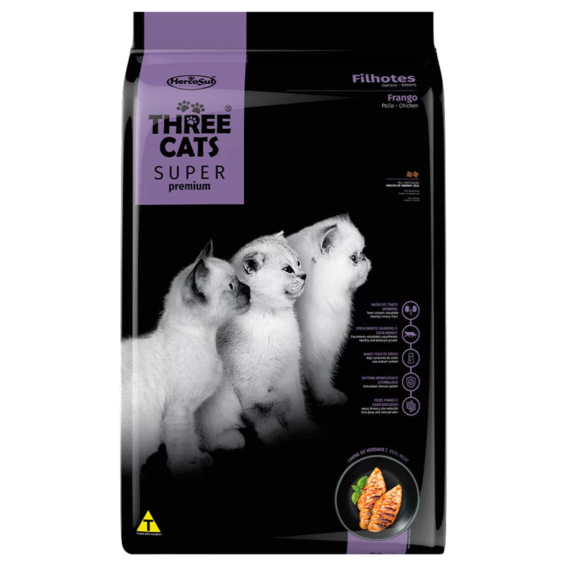 Ração Three Cats Super Premium para Gatos Filhotes Sabor Frango