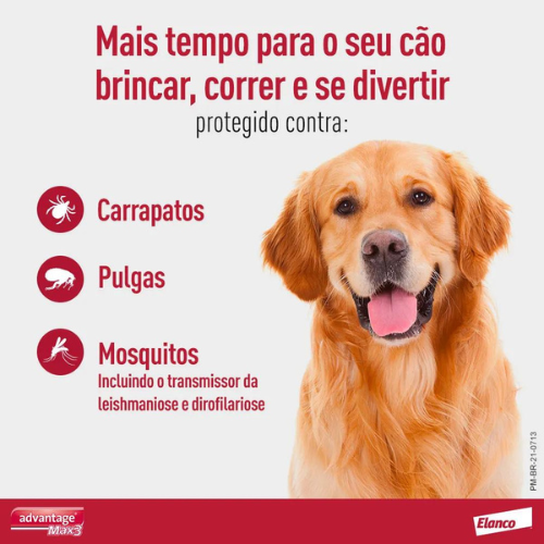 Antipulgas e Carrapatos Bayer Combo Advantage Max3 para Cães de 4 a 10 Kg 1,0 mL 3 Bisnagas