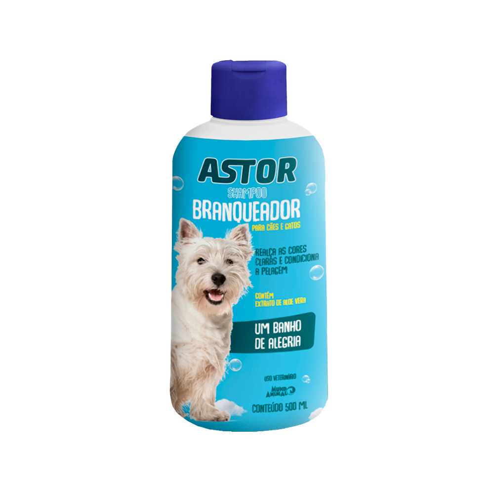 Shampoo Astor Mundo Animal Branqueador para Cães e Gatos 500 mL