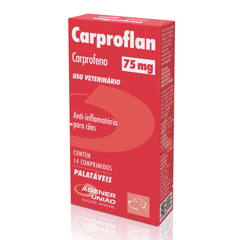 Anti-inflamatório Carproflan Agener para Cães 75 mg 14 Comprimidos