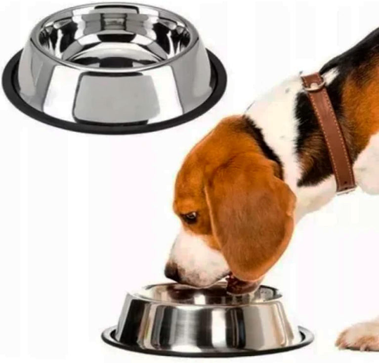 Comedouro Chalesco Antiderrapante Inox para Cães