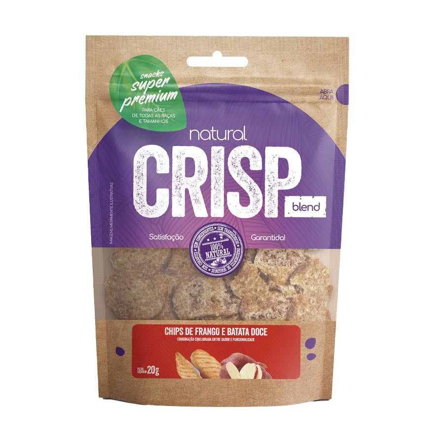 Petisco Snack Natural Crisp Blend Chips de Frango e Batata Doce para Cães 20 g