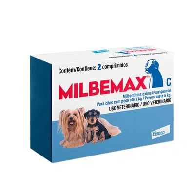 Vermífugo Milbemax C para Cães de até 5 Kg 2 Comprimidos