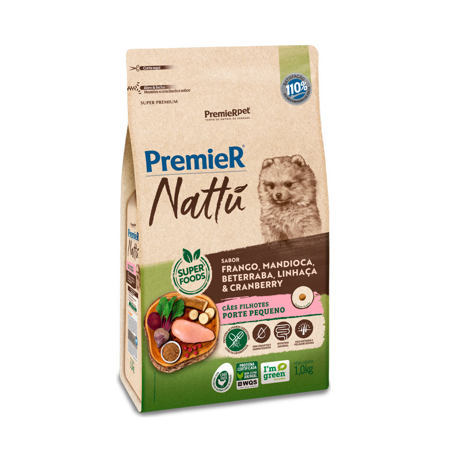 Ração PremieR Nattu para Cães Filhotes de Porte Pequeno Sabor Frango com Mandioca