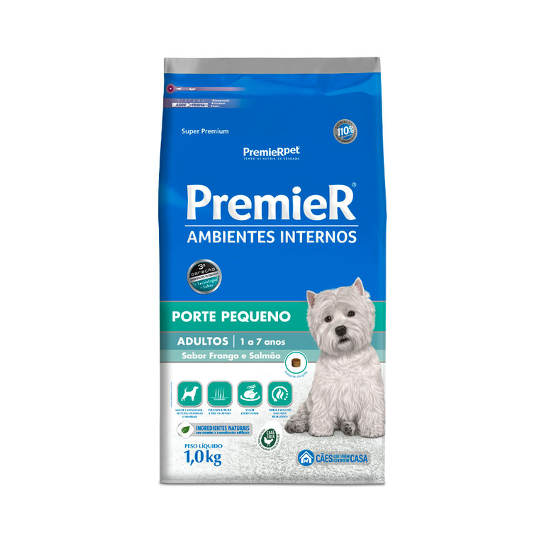 Ração PremieR Ambientes Internos para Cães Adultos Sabor Frango e Salmão