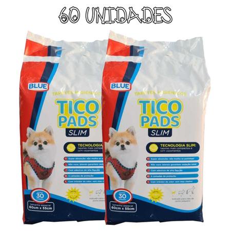 Kit 2 Pacotes do Tapete Higiênico Expet Tico Pads Slim para Cães de Porte Pequeno 60 x 55 cm 30 Unidades