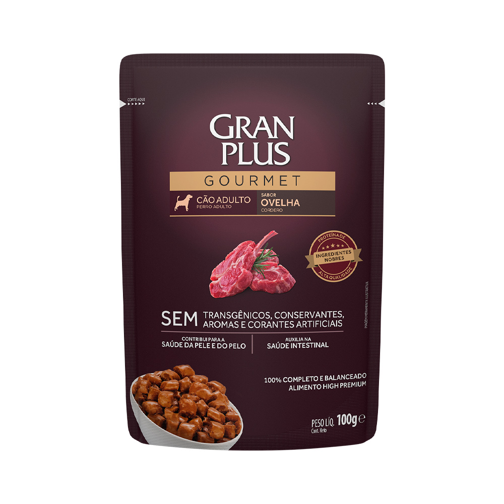 Ração Úmida GranPlus Gourmet Sachê para Cães Adultos Sabor Ovelha 100 g