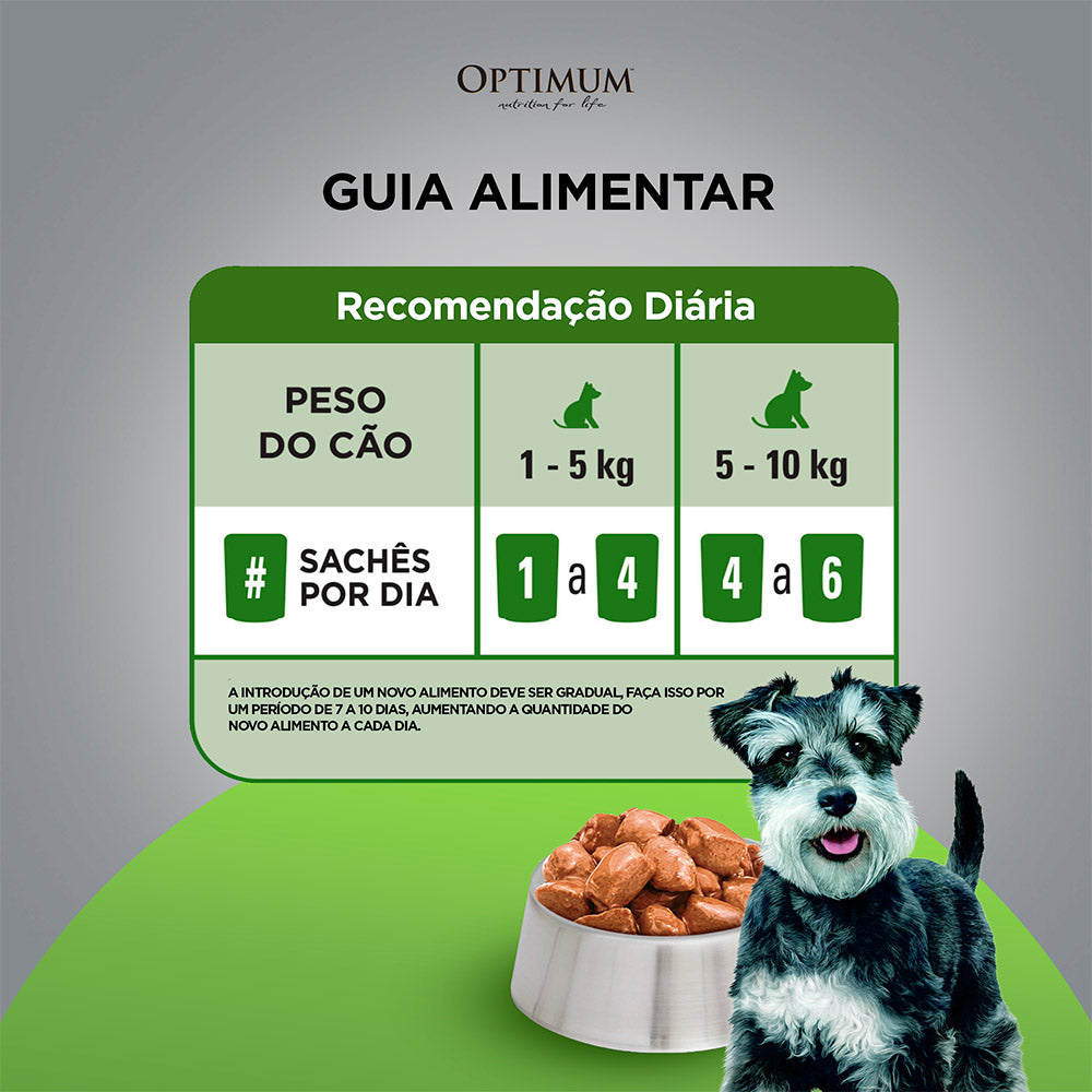 Ração Úmida Optimum Sachê para Cães Adultos Raças Pequenas e Mini Sabor Carne  100 g