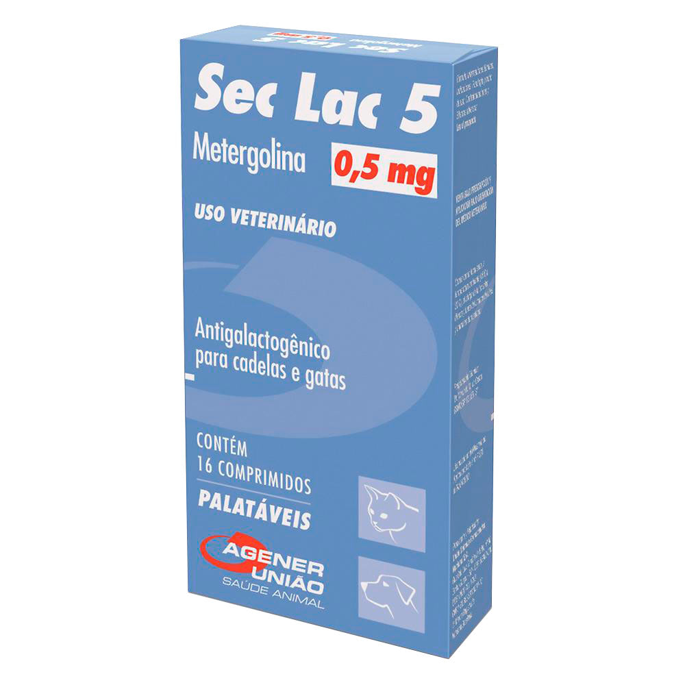 Antigalactogênico Sec Lac 5 Agener para Cães e Gatos 0,5 mg 16 Comprimidos