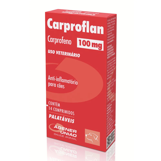 Anti-inflamatório Carproflan Agener para Cães 100 mg 14 Comprimidos