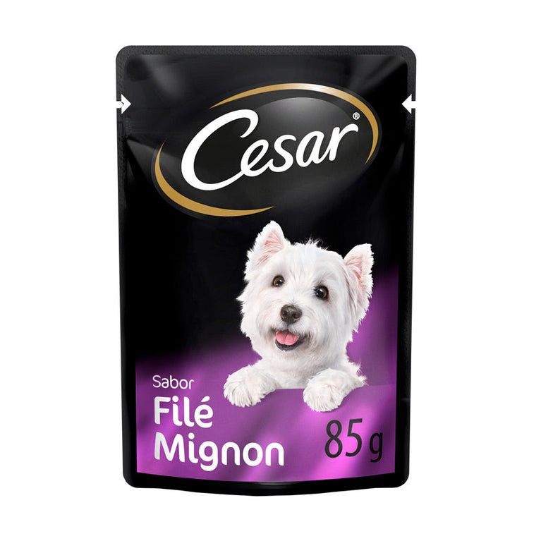 Ração Úmida Cesar Sachê Cortes Selecionados para Cães Adultos Sabor Filé Mignon 85 g