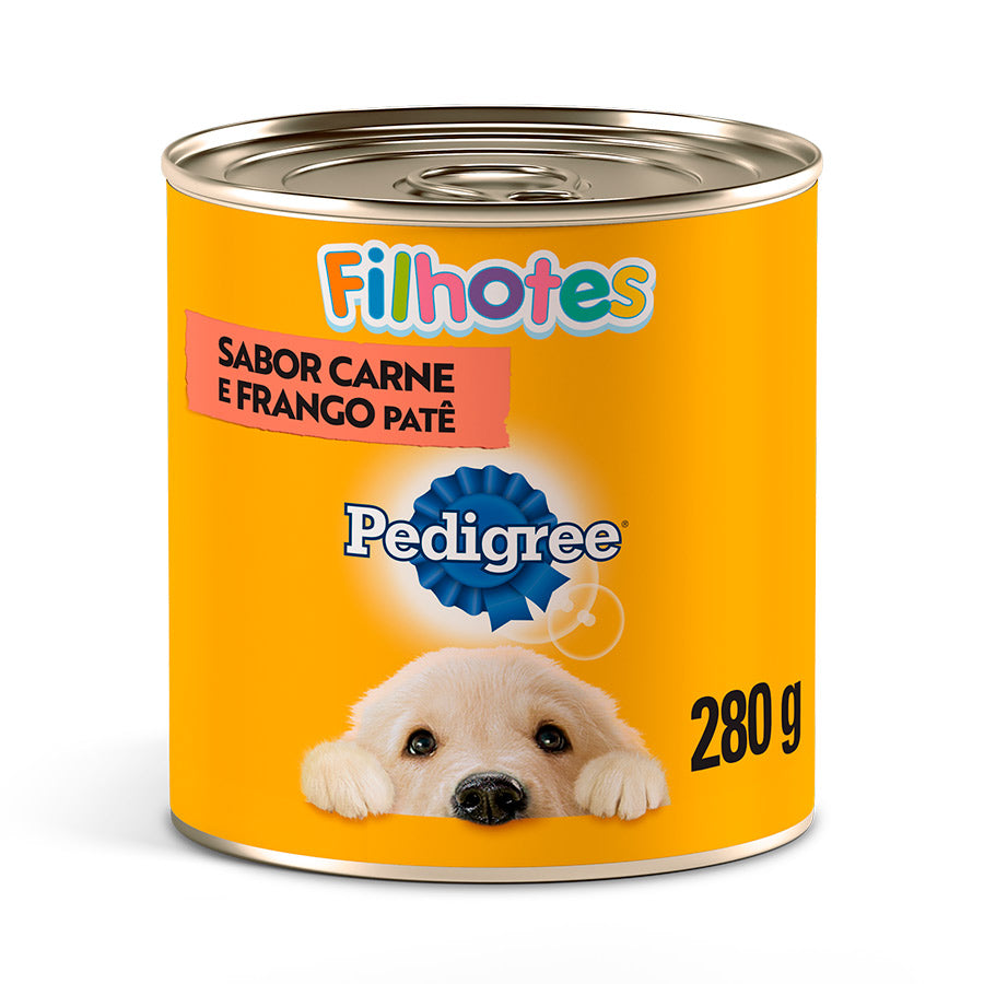 Ração Úmida Pedigree para Cães Filhotes Sabor Patê de Carne e Frango Lata 280 g