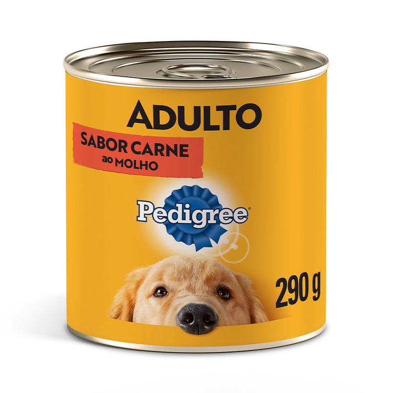 Ração Úmida Pedigree para Cães Adultos Sabor Carne ao Molho Lata 290 g