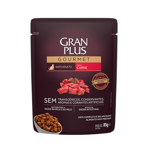 Ração Úmida Granplus Gourmet para Gatos Sabor Carne 85 g