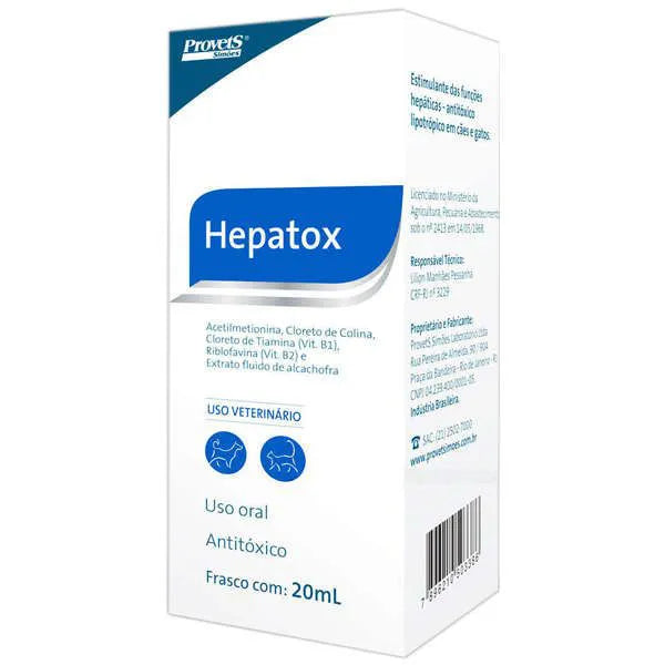 Antitóxico Provets Hepatox para Cães e Gatos Provets 20 mL