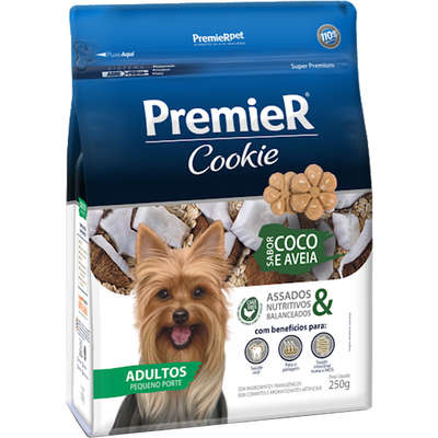 PremieR Cookie para Cães Adultos de Raças Pequenas Sabor Coco e Aveia 250 g