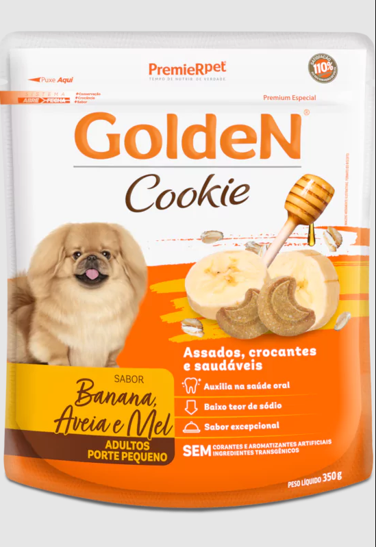 Biscoito Golden Cookie para Cães Adultos Sabor Banana Aveia e Mel 350 g