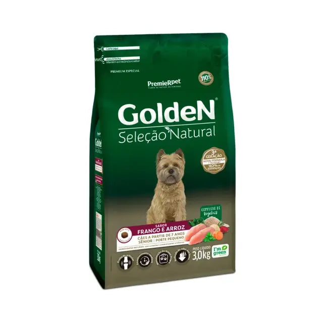 Ração Golden Seleção Natural para Cães Sênior de Porte Pequeno Sabor Frango e Arroz - Loja Pet Mais