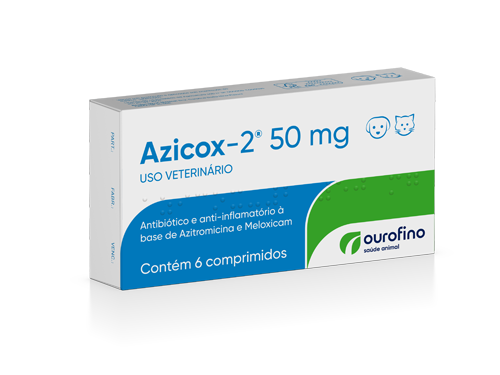 Antibiótico Azicox-2 Ourofino para Cães e Gatos 50 mg 6 Comprimidos