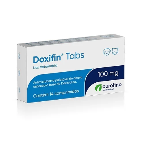 Antibiótico Doxifin Tabs Ourofino para Cães e Gatos 100 mg 14 comprimidos