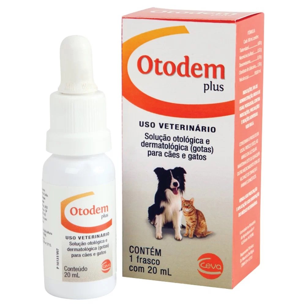 Solução Otológica Otodem Plus Ceva para Cães e Gatos 20 mL