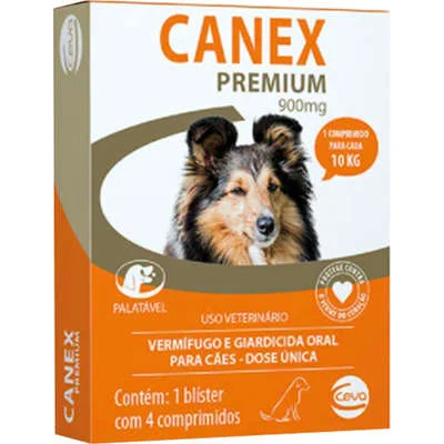 Vermífugo Ceva Canex Premium para Cães 900 mg 4 Comprimidos