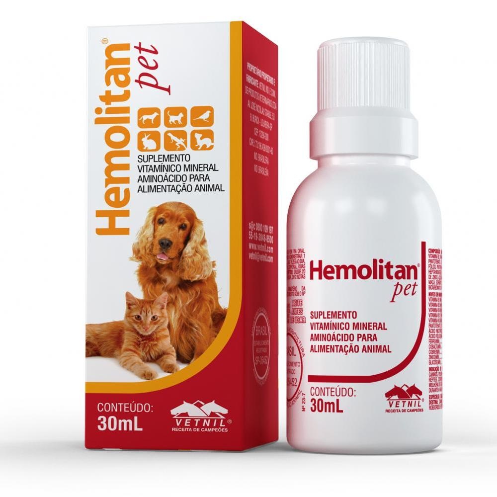 Suplemento Vitamínico Vetnil Hemolitan Pet Gotas para Cães e Gatos 30 mL