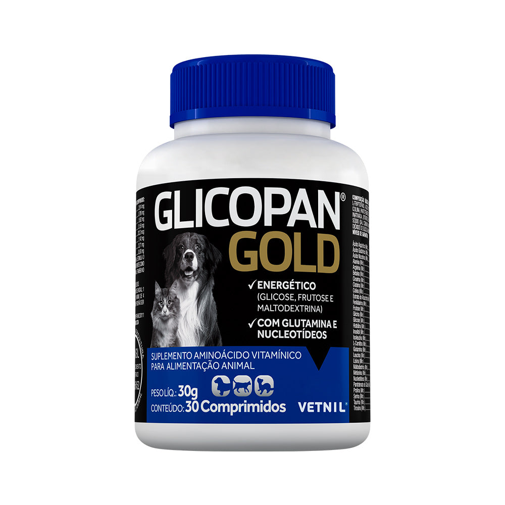 Suplemento Vetnil Glicopan Gold para Cães e Gatos 30 Comprimidos